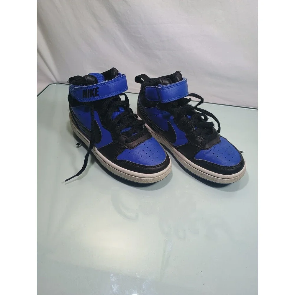 Nike Court Borough Mid 2 Black Royal Blue High Top Kids Shoes CD7782-404 3.5Y